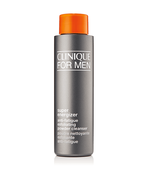 Clinique For Men Super Energizer™ Anti-Fatigue Exfoliating Powder Cleanser, Enerji verici toz temizleyici, donuk, yorgun cildi anında arındırır ve canlandırır.