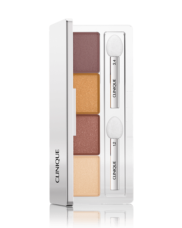 All About Shadow Dörtlü Göz Farı, İster doğal, ister dramatik bakışlar yaratın. Uzun süre kalıcı, çekici renkler. Çift taraflı sünger uygulama fırçası içerir.